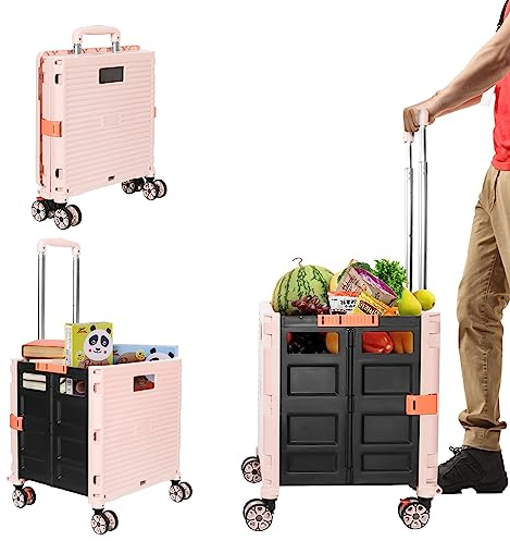 Carro Plegable para Botas, supermercado, Carrito de Compras, Caja de Almacenamiento Plegable con Ruedas, camión portátil, Rueda giratoria de 360 °, Resistente al Desgaste y silencioso 45 kg