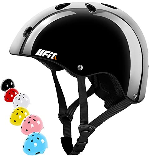 Kinder Verstellbarer Helm Skateboard Helm Jungen Mädchen Fahrradhelme für 3 bis 13 Jahre Kinder (Black, medium(8-13years Old))