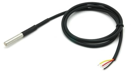 BerryBase 1M Kabel DS18B20 digitaler Edelstahl Temperatursensor, DS18B20 Temperaturfühler Kabelsensor, wasserdichtes Kabel für Temperatursensor DS18b20 kompatibel mit Arduino und Raspberry Pi