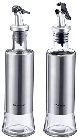 Westmark vinäger och oljedispenser, 2 delar, enhandsdrift, kapacitet: 300 ml vardera, plast/glas/rostfritt stål, Lissabon, genomskinlig/silver/svart, 63392260