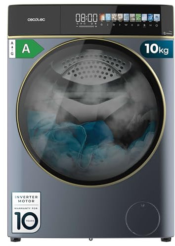 Cecotec Lave linge Frontal Bolero DressCode 10900 Inverter FullColor Ice Blue A, Machine à laver 10kg, 1400 tr,min, écran 10,3, Inverter Plus, SteamMax, 11 programmes, classe A, Spa Care