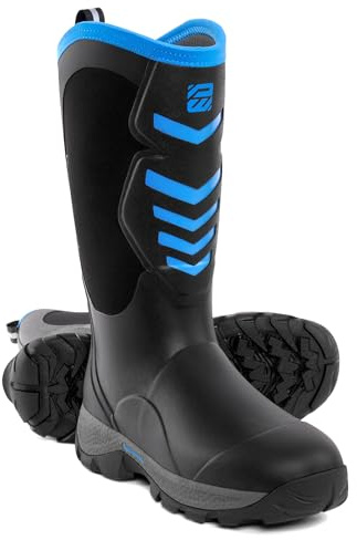 WOVENPAK Rubber Boots for Men, Mens Boots Waterproof Insulated Hunting Boots with Steel Shank, Neoprene Rubber Work Mud Boots Outdoor All Season, Size 10