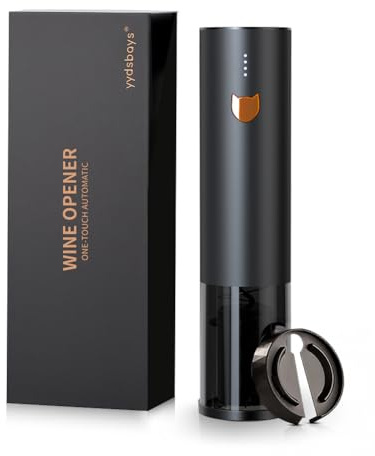 YYDSBAYS Sacacorchos Eléctrico Abridor de Botellas de Vino Automático Profesional Abrebotellas para Amantes del Vino Regalo (Oro Rosa, Abridor con Cortacápsulas, Caja de Regalo, Recargable, Un Toque)