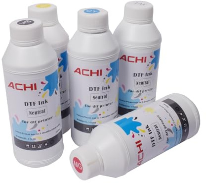 AchiPrin DTF Ink 5 * 500ML Premium DTF Ink DTF Transfer Ink for PET Film, Refill for DTF Printers L1800 L805 R1390 4720 I3200 XP600 DX7 DX5 Direct to Film Heat Transfer Printing DTF Ink