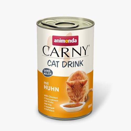 Animonda Carny Cat Drink with Chicken 24 x 140 ml - Hydration Support with Soft Chicken Strips, Grain Free and Milk Free, Complementary Food for Adult Cats