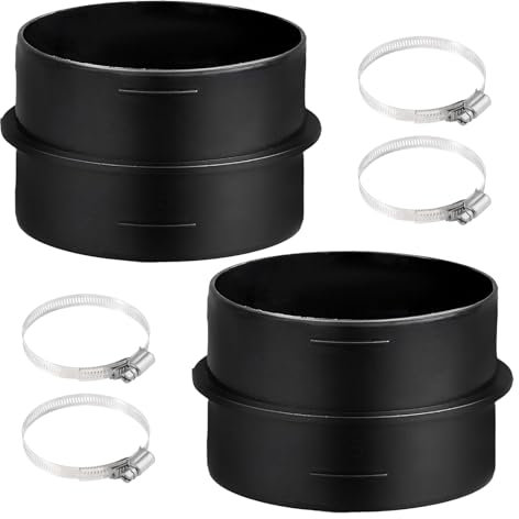 2 x 75 mm Conector de Conducto de Ventilación, Ventilación de Metal Redondo Conector de pared Conexión de Manguera con 4 Abrazaderas para Calefacción o Refrigeración