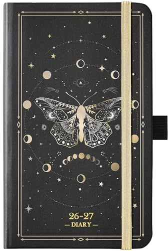 Pocket Diary 2026-2027 - Weekly & Monthly Academic Diary 2026-2027, Diary a6 Week to View from August 2026 to July 2027, Bonus Note Pages and Inner Pocket, 6.3 x 3.9, butterfly