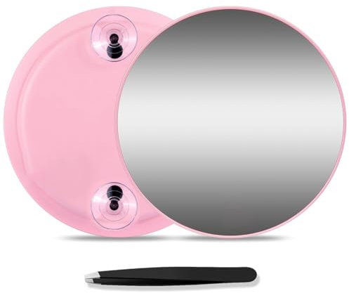 GGUFAY Specchio ingranditore x 40, piccolo specchio ingranditore con ventose e pinze, per un trucco preciso e una depilazione delle sopracciglia da 3,5 pollici