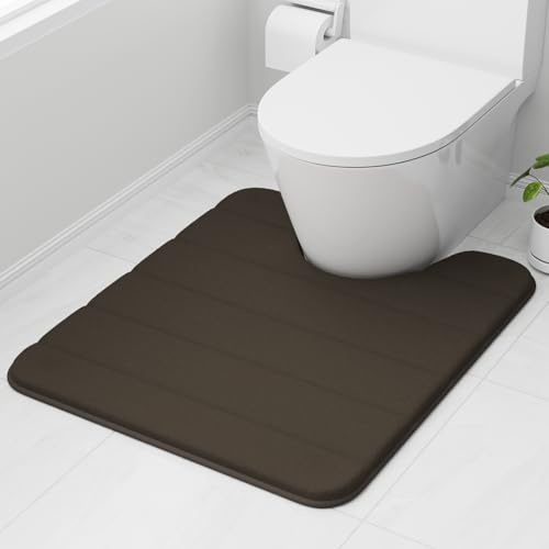 wyewye Alfombrilla de Inodoro de Espuma Viscoelástica 50x60 cm Marrón - Ultra-Suave, Antideslizante, Alfombra de Baño Súper Absorbente
