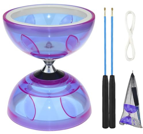 SGZIOO Diabolo LED avec roulement à billes - Triple roulement à billes - Roulement libre avec roulement à billes en corde de rechange de 10 m et barre professionnelle - Dégradé de couleur - Kit