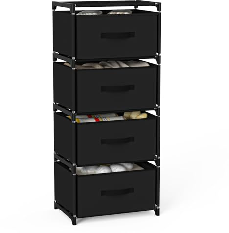 Newthinking Temporary Fabric Chest, Non-Woven Fabric Storage Unit Cabinet with 4 Drawers for Bedroom, Flats, Hallway