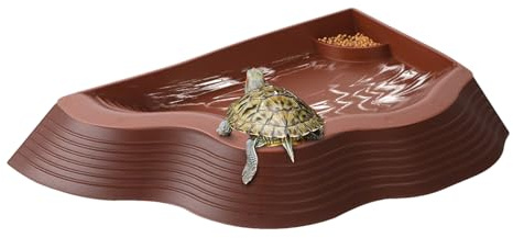 Generisk reptiler badmöjlighet, halkfri skål med grov ramp för sköldpaddsmat, reptilbad akvarium dekoration för gecko orm bartagame
