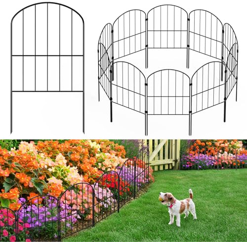 LIANTRAL Decorative Garden Fence 10 Panels, Rustproof Metal Wire Border Animal Barrier for Dog, Flower Edging for Yard Landscape Patio Outdoor Decor, Arched 10ft (L) x 24in (H)