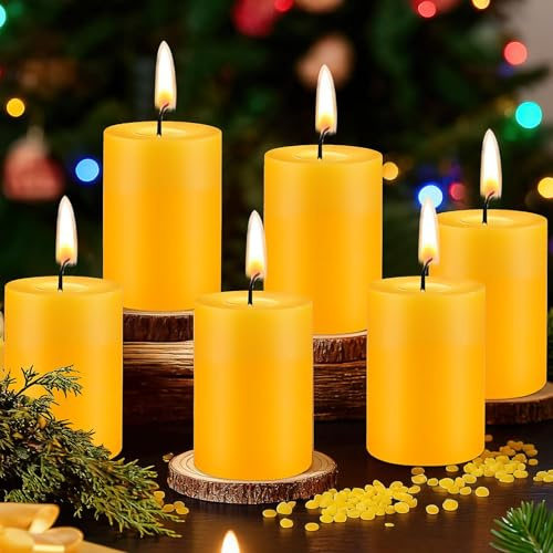 Confezione da 12 candele di cera d'api, 5 x 7,6 cm, candele naturali inodori, confezione grande, durata 20 ore, candele per decorazione casa, preghiera, matrimonio, chiesa (12, arancione)