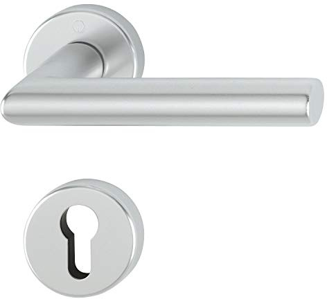 HOPPE, 3286542, Manico set con rosette Amsterdam anodizzato PZ cilindro profilo, argento