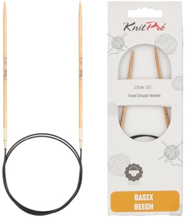 KnitPro Basix Birch: Agujas de Tejer: Circular: fijas: 100 cm x 2,75 mm, Madera de Abedul, Multicolor, 100 x 0.275 x 0.275 cm
