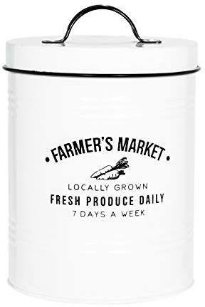 Amici Home Farmers Market Metal Canister | Dry Food Storage Container | Airtight Lid | 76 Ounce Capacity | Farmhouse Décor | Metal Canister for Kitchen Countertop