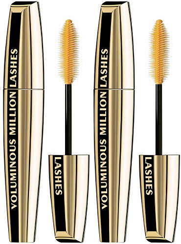 L’Oreal Paris Makeup Voluminous Million Lashes Mascara, Volumizing Collagen Infused Eye Makeup, Amplifying Mascara Brush, Washable, Blackest Black, 0.3 Fl Oz., 2 Count