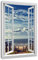 Pixxprint Weg zum Strand am Meer, Fenster, Größe: 120x80cm, Leinwandbild, fertig gespannt, Wandbild, Dekoration, Kunstdruck, kein Poster
