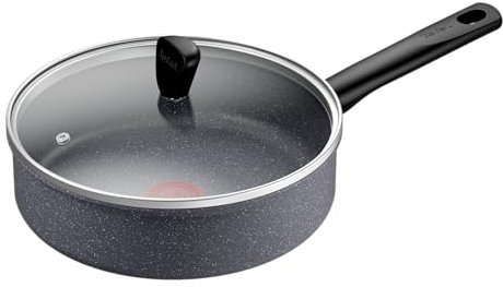 Tefal Sauteuse 24 cm + couvercle verre, Induction, Revêtement antiadhésif, Fonction Thermo-Signal, Fabriqué en France, Natural On G2803202