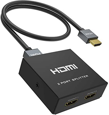 Yinker 4K HDMI Splitter 1 in 2 Out, 4Kx2K@30Hz 2 Way HDMI Splitter 1x2 Only for Mirror/Duplicate, w/AC Power Adapter for PS4 Fire Stick HDTV(Not for Extend Screen)