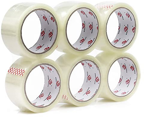 BOMEI PACK Packung mit 6 durchsichtigen Klebebändern – Heißschmelzklebstoff, 50 m lang, 48 mm breit, Packband, stark haftendes Premium-Packband