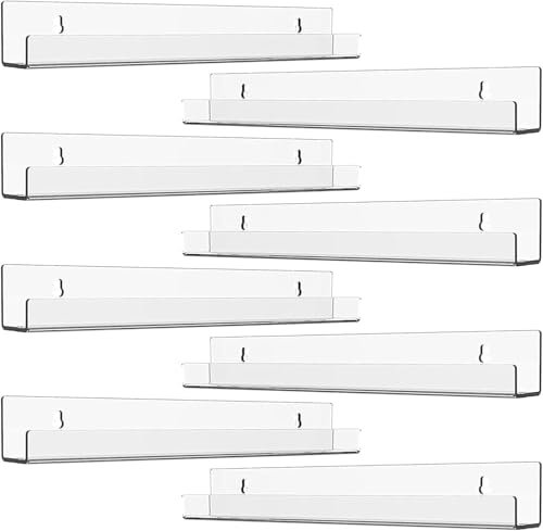 8 Packung Schallplatten Wandhalterung, 30,5cm Acryl-Regale für Album Record Storage & Display, klare Acryl schwimmenden Regale für Wand-Foto-Dekor, Bild Leiste, Kinder Bücherregal, Magazin Rack