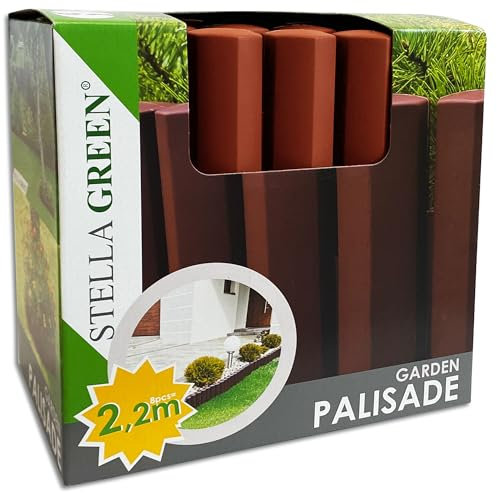 Wohnkult Gartenpalisade 8 Stück = 2,2 m Beeteinfassung Rasenkante 3 Farben (Terracottta)