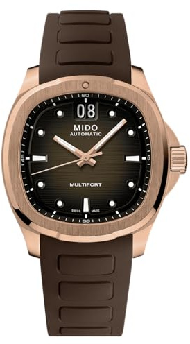 MIDO Multifort TV Big Date - Swiss Automatic Watch for Men - 40mm Case - Brown Dial - Brown Rubber Strap - M0495263729100