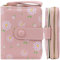 Farcauo Geldbörse Damen Rosa Blumen Design Design Geldbörsen Frauen mit Ausweisfach und Kartenhüllen Klein Portmonee