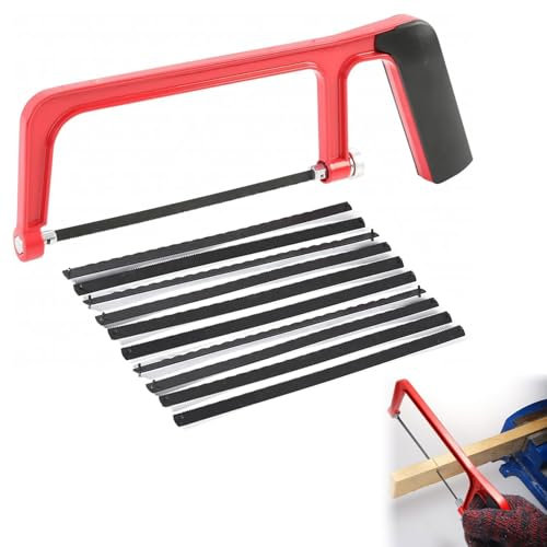 Sierra de Arco,Sierra de Mano,Mini Sierra para Metales,Mini Sierra de Metal,Sierra para Metales Junior,Pequeña Sierra Manual,Con 10 Hojas de Sierra de Acero,Para Cortar Plástico,Tubería de PVC