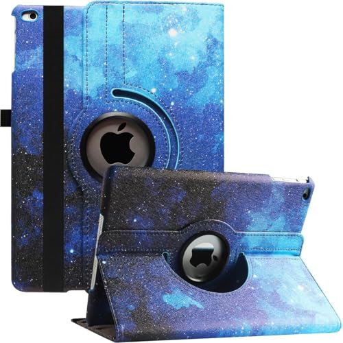 Drehbare Hülle für iPad 9. Generation 2021, 8. Generation 2020, 7. Generation 10,2 2019 – 360Grad drehbarer Standfuß mit Mehreren Blickwinkeln, Auto Aufwachen/Schlafen (Blauer Stern)