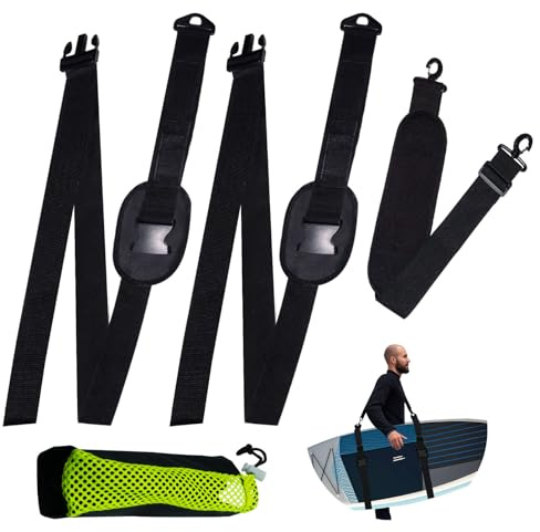 Primasage Correa de Transporte para Tabla, Ajustable Correa para Tabla de Surf, Correa de Transporte de Kayak con Portavasos para Tabla de Surf, Stand up Paddle, Canoa, Longboard