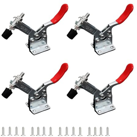 4 Stück Kniehebelspanner Schnellspanner, Toggle Clamp GH-201-B mit Schrauben Knebelklemme Niederhalter 90Kg Horizontal Verstellbare Schnellverschlüsse Metall für Maschinen,Holzbearbeitung,Schweißen