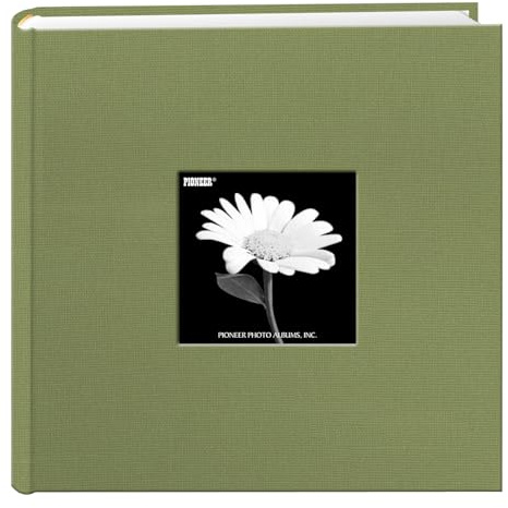 Fabric Frame Cover Photo Album 200 Pockets Hold 4x6 Photos, Sage Green