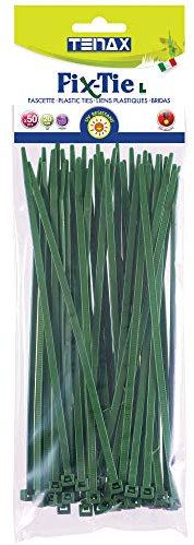TENAX Fix-Tie L 20 cm Vert (50 pièces), Liens en Plastique pour la Fixation de Filets Tissés, Clôtures et Haies