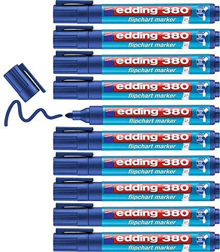 Edding - E380003 - Marcatore per flipchart colore BLU P/tonda tratto 1 5-3 mm a base d acqua si cons