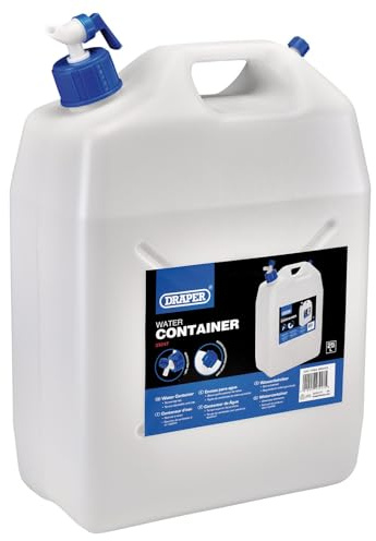 Draper PWB25 25 liter vattenanslutning med lock, vit, 34,5 x 19 x 53 cm