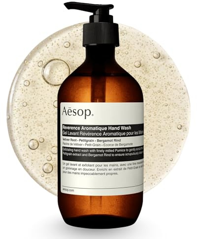 Aesop Reverence Aromatique Exfoliating Hand Wash | Exfoliating Hand Soap with Finely Milled Pumice | Gentle Cleansing & Skin-Smoothing Formula with Vetiver, Petitgrain & Bergamot | 500mL / 16.9 oz