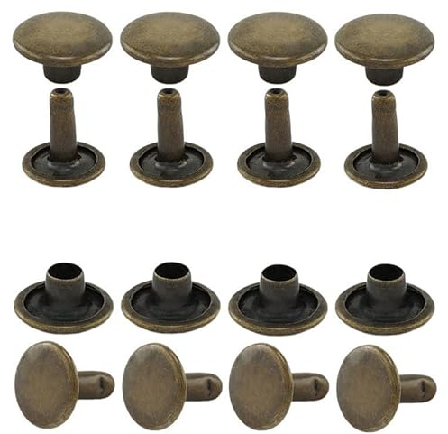 GETMORE Parts Rivetti Calotta Doppia, Acciaio, 100 Pezzi - Antico, 12 mm