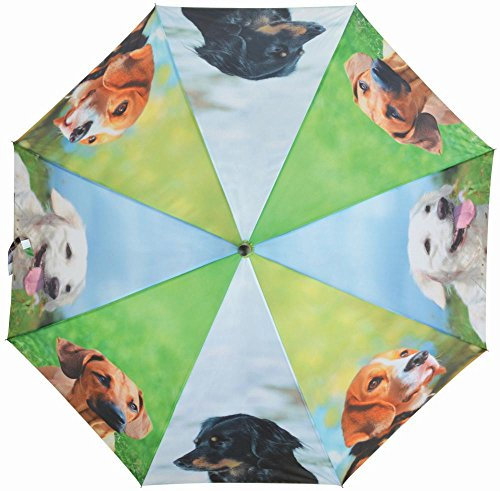 Esschert Design Regenschirm Hunde, aus den Materialien „Polyester, Metall und Holz“, 120,0 x 120,0 x 95,0 cm