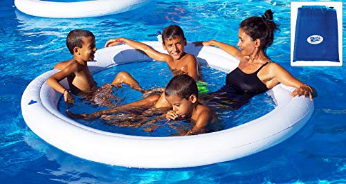 Beach Art- Amaca Galleggiante Gonfiabile Acqua Spa con Rete 190cm, Colore Bianca e Blu, 190 cm, M190