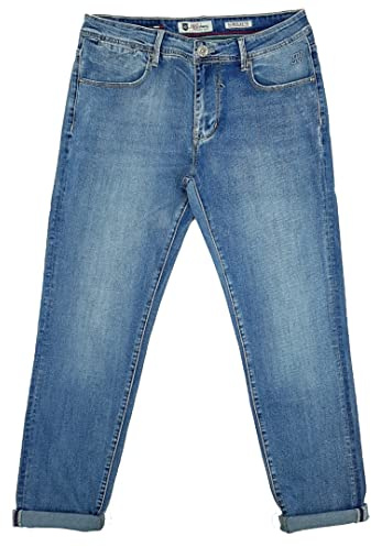 Alfio Collection Jeans Uomo Slim Fit Elasticizzati Chiari 5 Tasche 46 48 50 52 54 56 58 60 (50 - Denim)