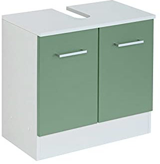 Waschtischunterschrank Ricca, 60 cm, 2 Türen, Weiß/Grün
