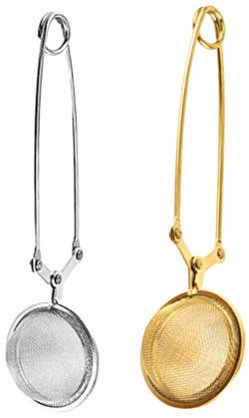 HEMOTON 2Pcs Balle Pression Passoire À Thé avec Poignée pour Lâche Feuille Thé Et Épices Ruminer Filtre en Acier Inoxydable Pince Thé Boule Infuser Filtre À Thé Tong (Or)