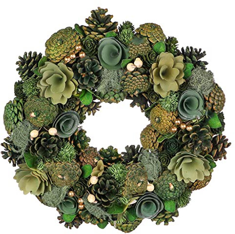 Winter Wreath Green Floral Rose Large Front Door Wall Hanging Festive Christmas Garland Ornament Decoration Garden Gift