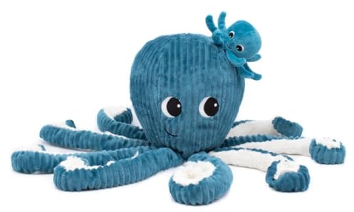 Les PTIPOTOS by Les DEGLINGOS - Peluche Maman Bebe - Toute Douce - Cadeau Naissance - FILOU LA Pieuvre Maman & Bebe - 45CM - Bleu