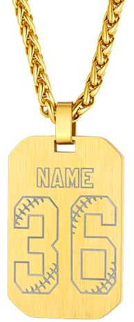 Custom4U Collier Pendentif Plaque Militaire Numéro Gravé Plaqué Or Acier Inoxydable Plaque d'Identité Militaire Personnalisée Prénom Cadeau Anniversaire