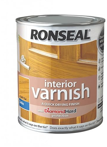 SAVING HUB Interior Varnish Satin Paint Tin - Suitable for Doors, Windows, Joinery and Furniture - Diamond Hard Protection Quick Drying Finish Paint (750ml, Light Oak)