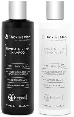 ThickTails Schampo & Balsam för Män – Hårvård med Biotin & Koffein, Sulfatfritt, För Tunt Hår